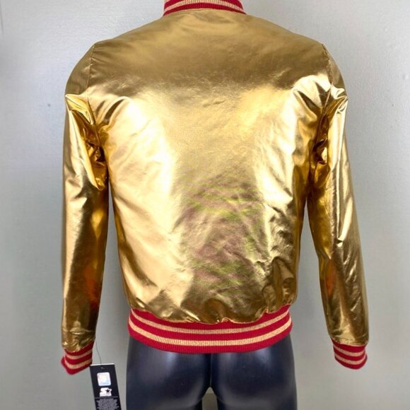 Share San Francisco 49ers Woman's 5 Time Super Bowl Jacket STARTER GOLD S M - Picture 5 of 9